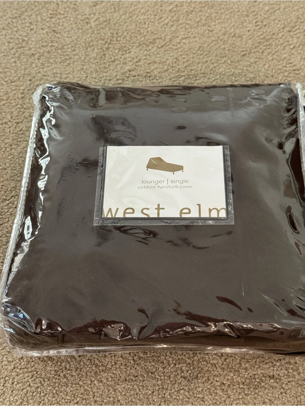 NIP West Elm Outdoor Furniture Cover Single Lounger Dark Brown